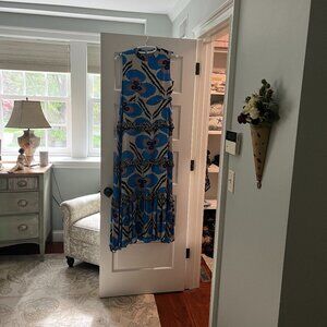 Oliphant Maxi Dress Blue Gray Multi Cobalt Patola Mock Neck